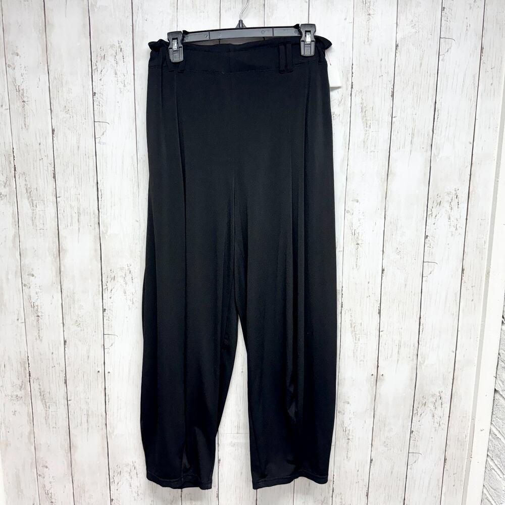 Anthropologie Pants Women Size Small Black Wide Leg Pull On Trousers Pockets‎